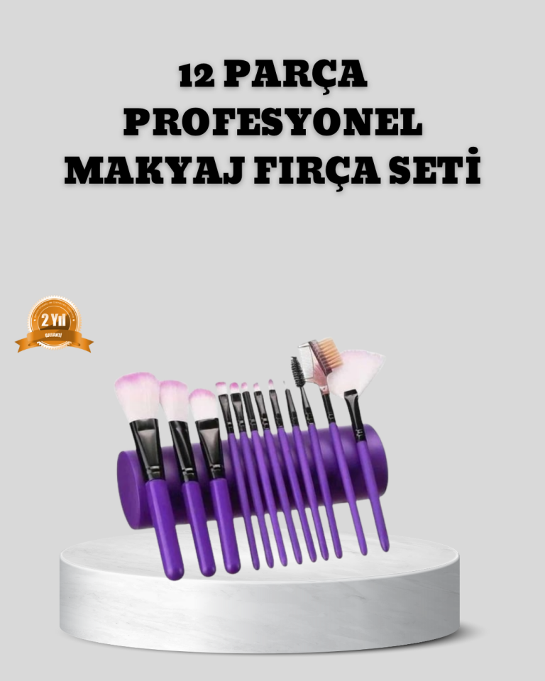 12 Parça Makyaj Fırça Seti – Profesyonel ve Günlük Kullanıma Uygun - Lisinya