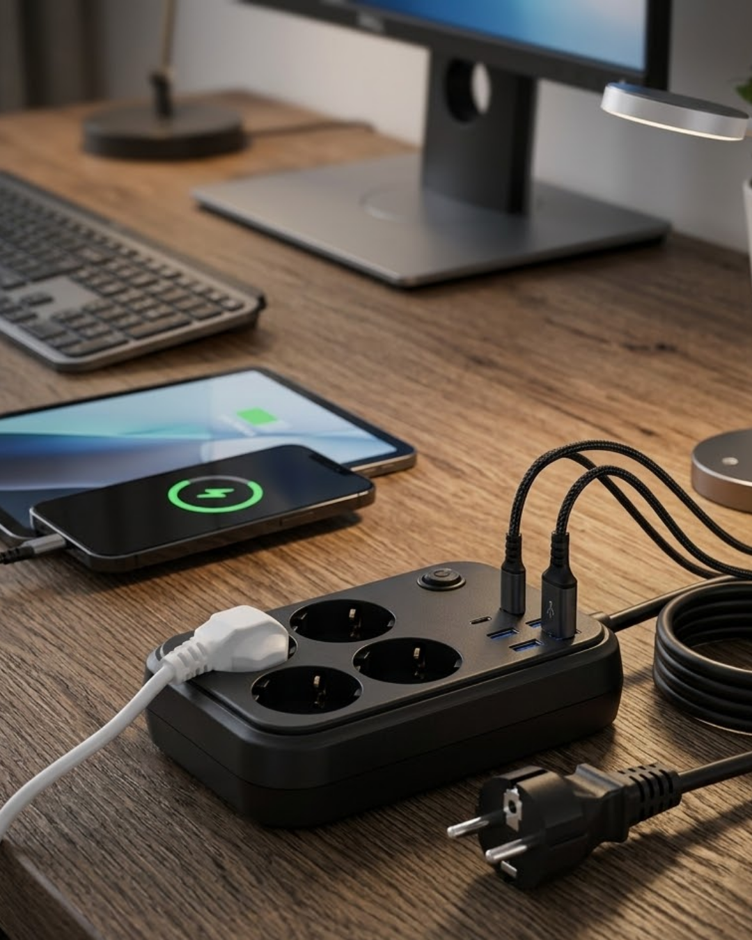 Çoklu Priz ve USB Şarj Ünitesi 4 Soket 2 Type C Güvenli Enerji Yönetimi - Lisinya