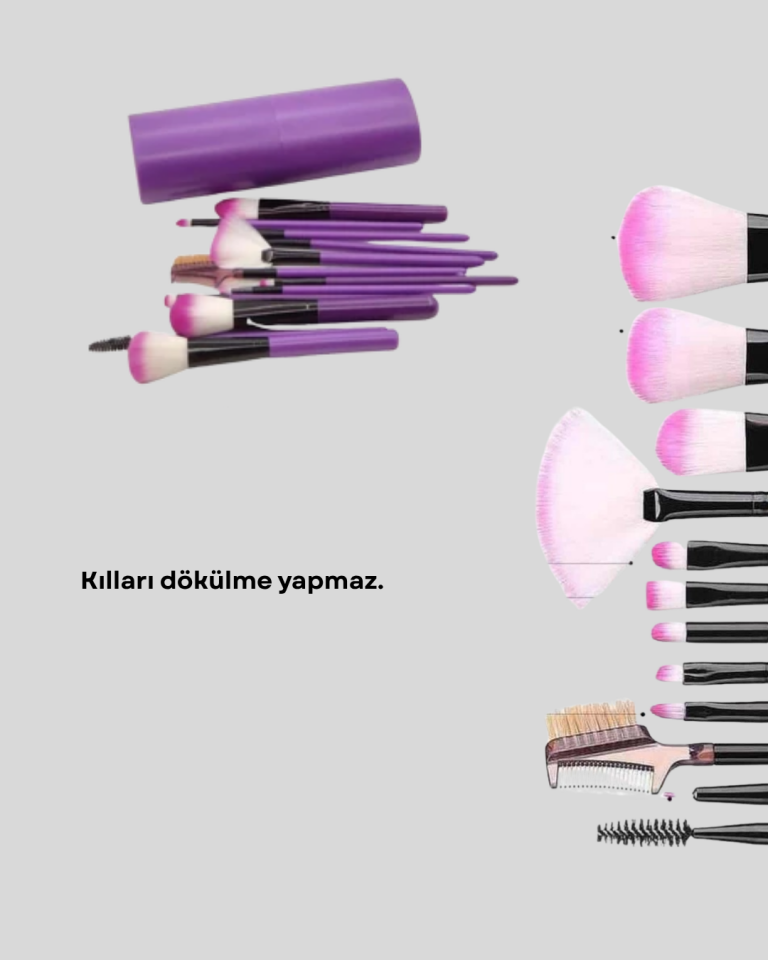 12’li Profesyonel Makyaj Fırça Seti – Dökülmeyen Yumuşak Kıllı, Ergonomik Tasarım - Lisinya