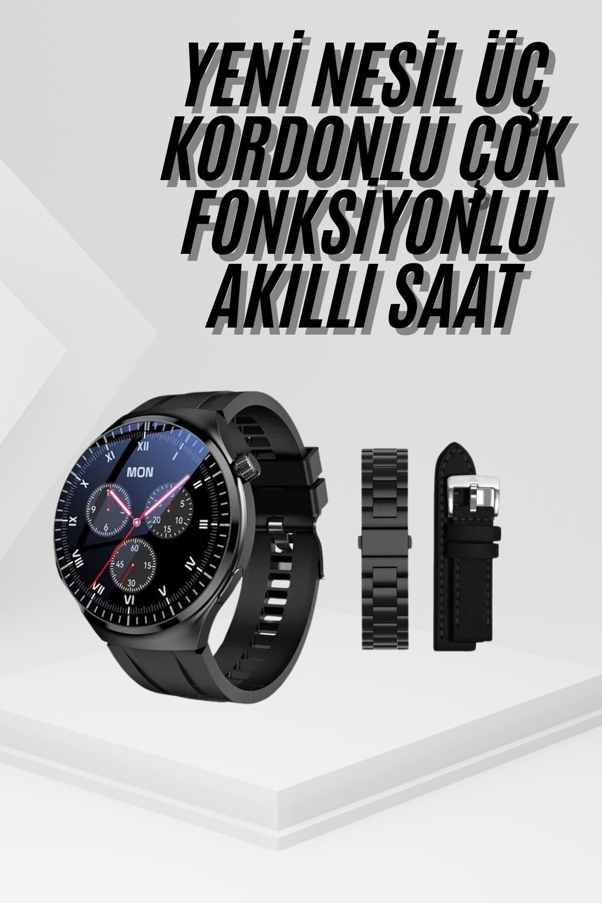Amoled Ekran Metal Deri Silikon Kordonlu Uyku ve Sağlık Takibi - Lisinya