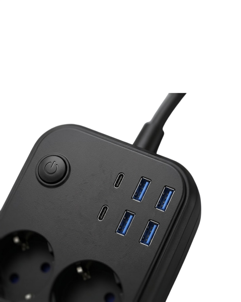 Termal Korumalı Uzatma Kablosu 4 Priz USB ve Type C Çoklu Şarj İstasyonu - Lisinya