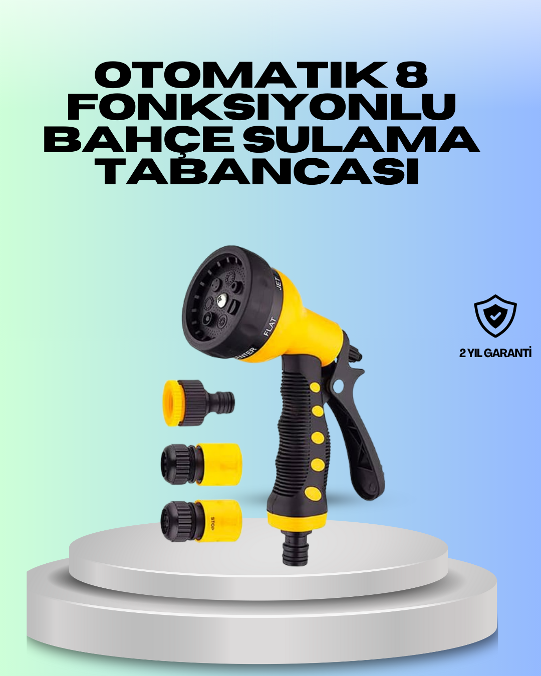 Ayarlanabilir Basınçlı 8 Modlu Bahçe Sulama Tabancası Hortum Aparatı - Lisinya