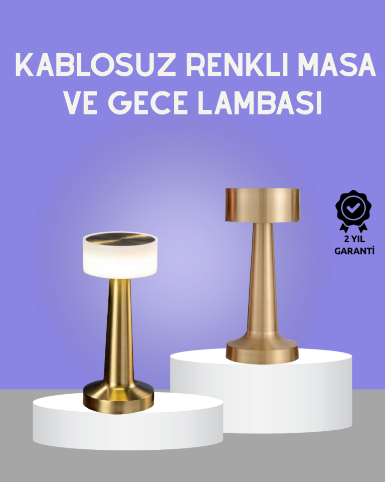 YamanHobi Dokunmatik Şarjlı LED Başucu Lambası 3 Kademeli Metal Gövdeli