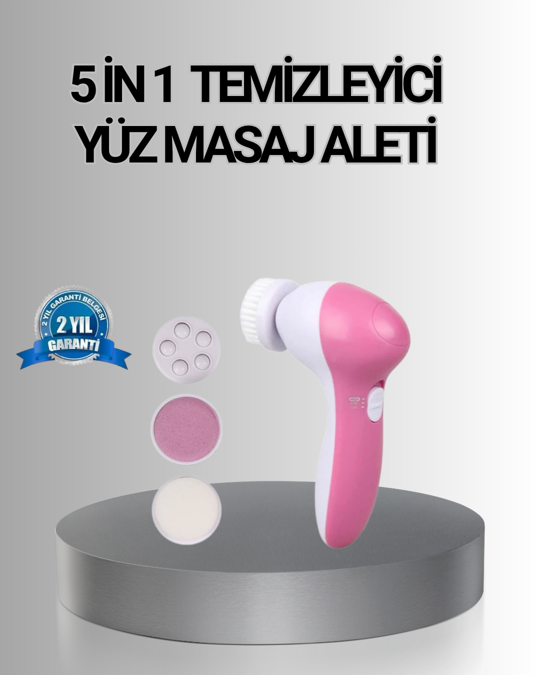 5 Başlıklı Yüz Masaj Aleti – Cilt Temizleme, Peeling, Siyah Nokta ve Gözenek Bakımı - Lisinya