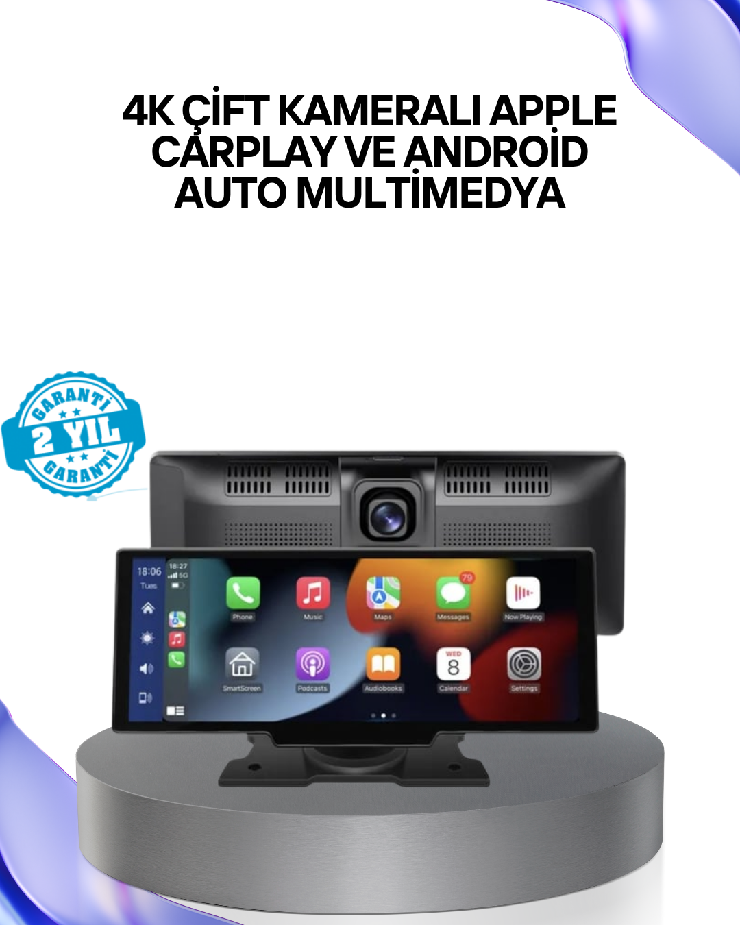 Renault Megane, Clio, Symbol, Captur, Toyota Corolla, Yaris, C-HR, Ford Focus, Fiesta Uyumlu Kablosuz CarPlay Multimedya 10.26” Dokunmatik Ekran - Lisinya