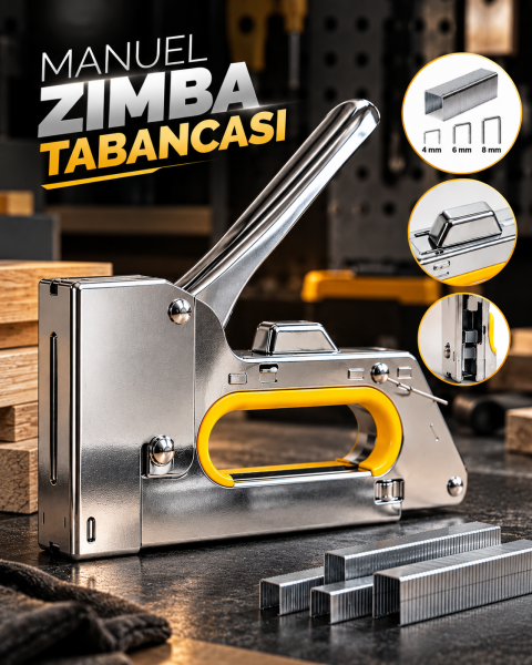 4-6-8 mm Uyumlu Manuel Zımba Tabancası No.13 Güçlü Metal Gövdeli El Tipi Zımba Makinesi