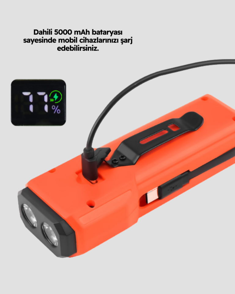 Powerbank Özellikli Bisiklet Işığı Dijital Göstergeli Led - Lisinya