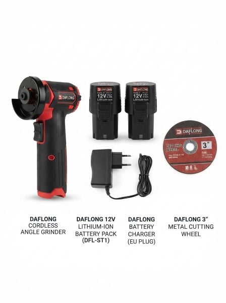 DFL70 12V 2.0Ah Çift Akülü Mini Taşlama Makinesi 76 mm Kesici Disk 10 Adet Taş Hediyeli