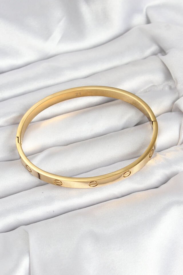 316L Çelik Gold Renk 65 mm Kadın Kelepçe Bileklik - Lisinya
