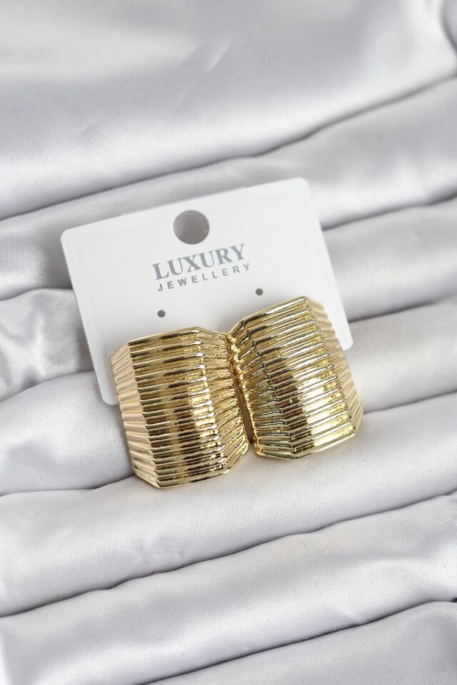 Gold Renk Pirinç Vintage Esintili Statement Küpe - Lisinya