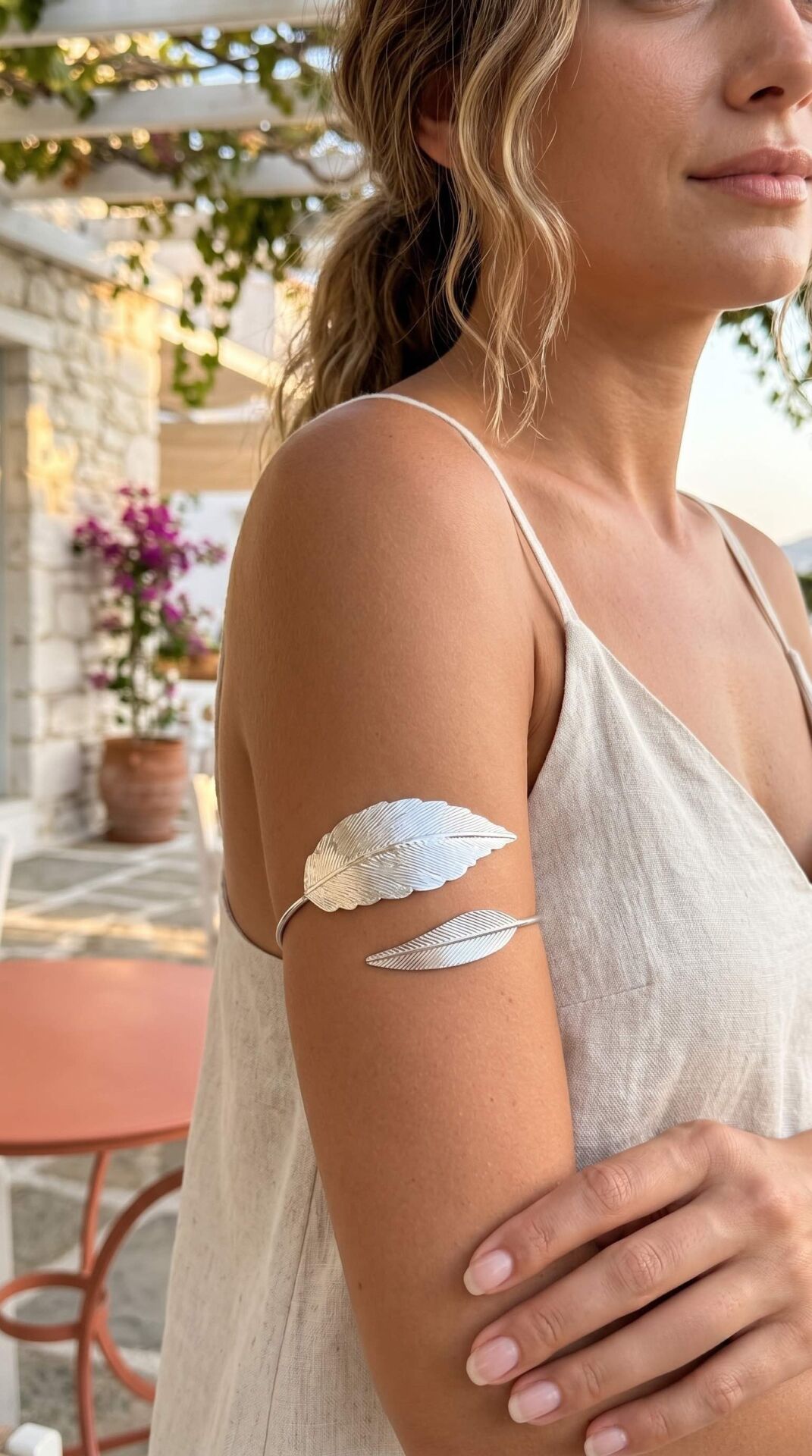 Pazu Bileklik Gümüş Renk Pirinç Yaprak Model - Lisinya