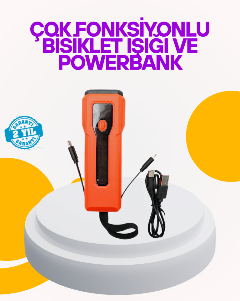 YamanHobi LED Bisiklet Farı Dijital Göstergeli Type-C Turuncu