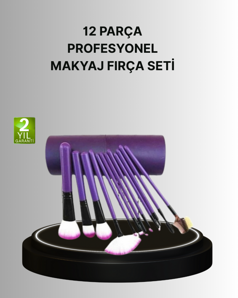 12’li Makyaj Fırça Seti Fondöten Allık Far Karıştırma İçin Tam Uyumlu - Lisinya