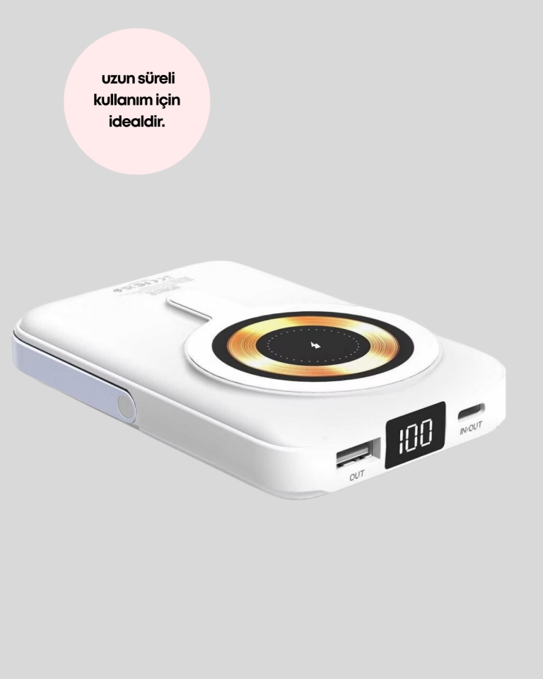 YamanHobi 22.5W Hızlı Şarjlı Manyetik Kablosuz Powerbank Beyaz