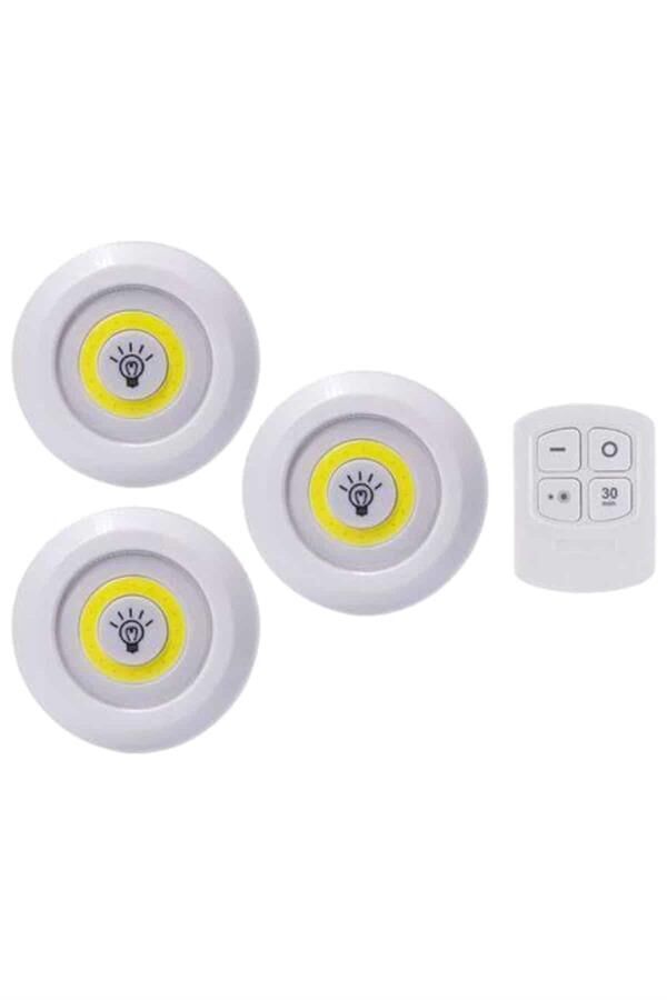 Led Lamba 3'lü Uzaktan Kumandalı Yapışkanlı - Lisinya