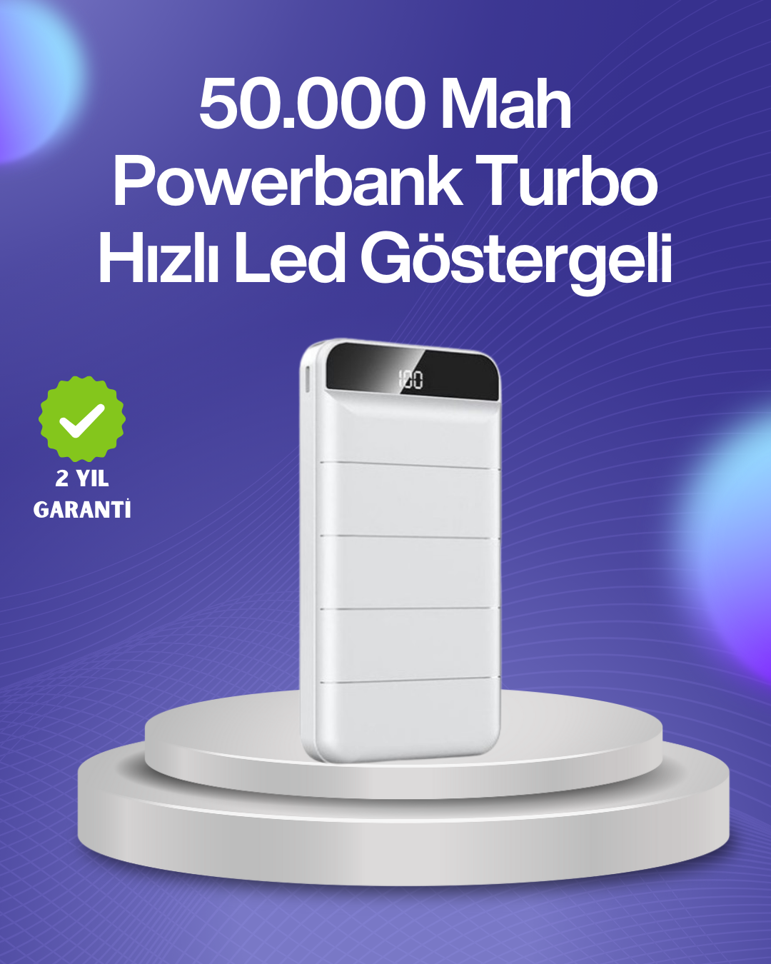 YamanHobi 4 USB Çıkışlı Powerbank LED Göstergeli Beyaz
