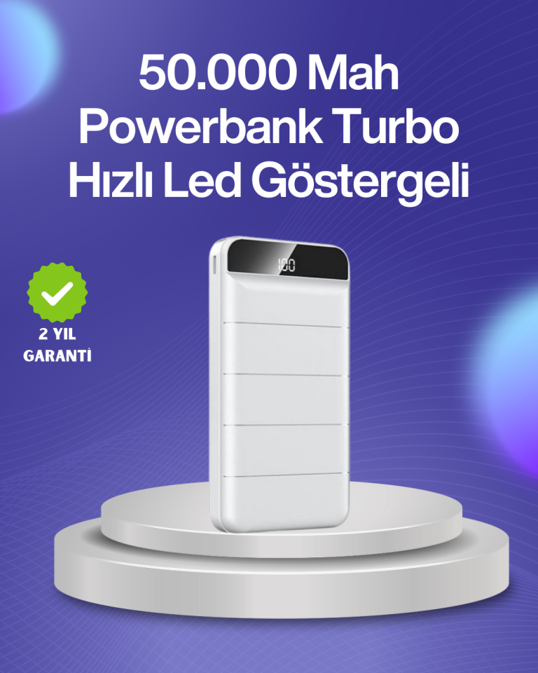 YamanHobi 4 USB Çıkışlı Powerbank LED Göstergeli Beyaz