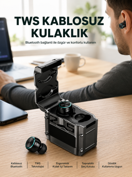 Ergonomik Tasarımlı Bluetooth Kulaklık | Suya Dayanıklı | Dokunmatik Kontrollü Yeni Nesil - Lisinya