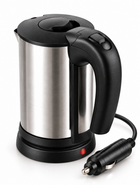 Yolculuk ve Seyahat İçin 12V Araç Uyumlu Paslanmaz Çelik Elektrikli Su Isıtıcı Kettle