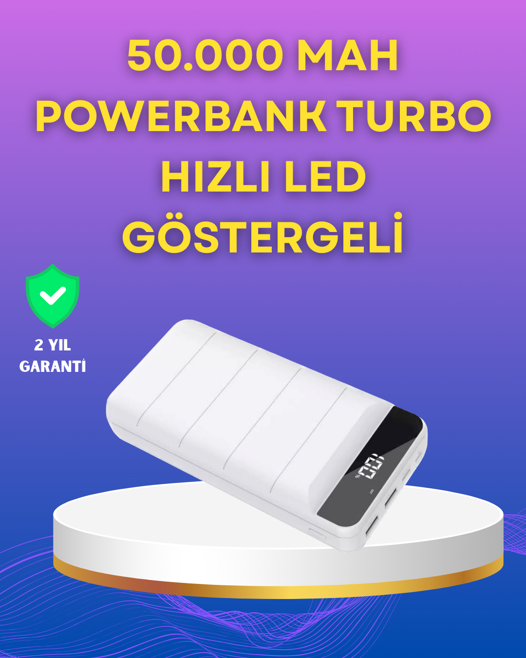 YamanHobi 4 Çıkışlı Powerbank LED Ekranlı Kamp Lambalı Beyaz