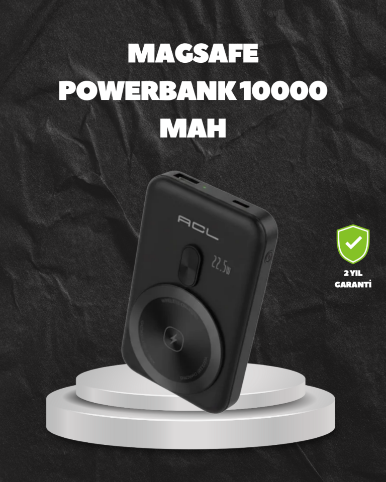 YamanHobi Manyetik Kablosuz Powerbank 22.5W Hızlı Şarjlı LCD Ekranlı Siyah