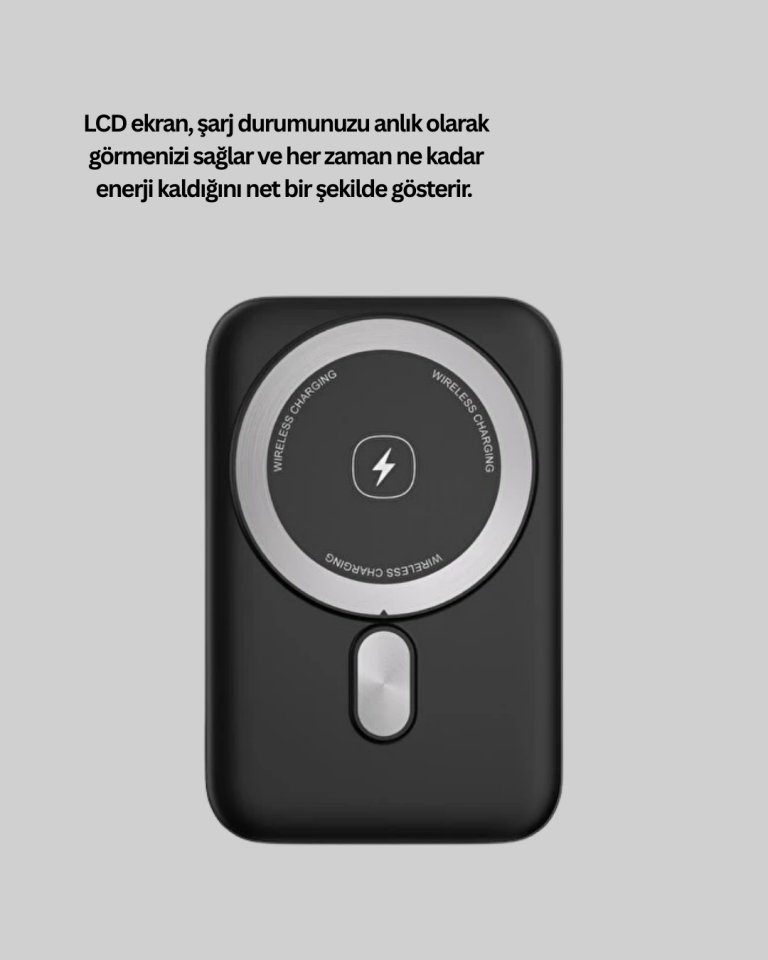 YamanHobi Manyetik Kablosuz Powerbank 22.5W Hızlı Şarjlı LCD Ekranlı Siyah