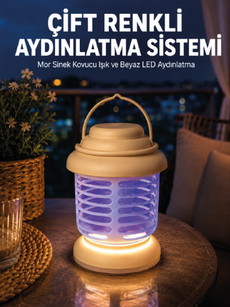 Çift Renkli LED Aydınlatmalı Taşınabilir Sinek Kovucu Lamba