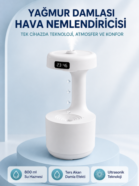 Anti Yerçekimi Su Damlası Hava Nemlendirici 800 ml Ultrasonik Aroma Difüzör - Lisinya