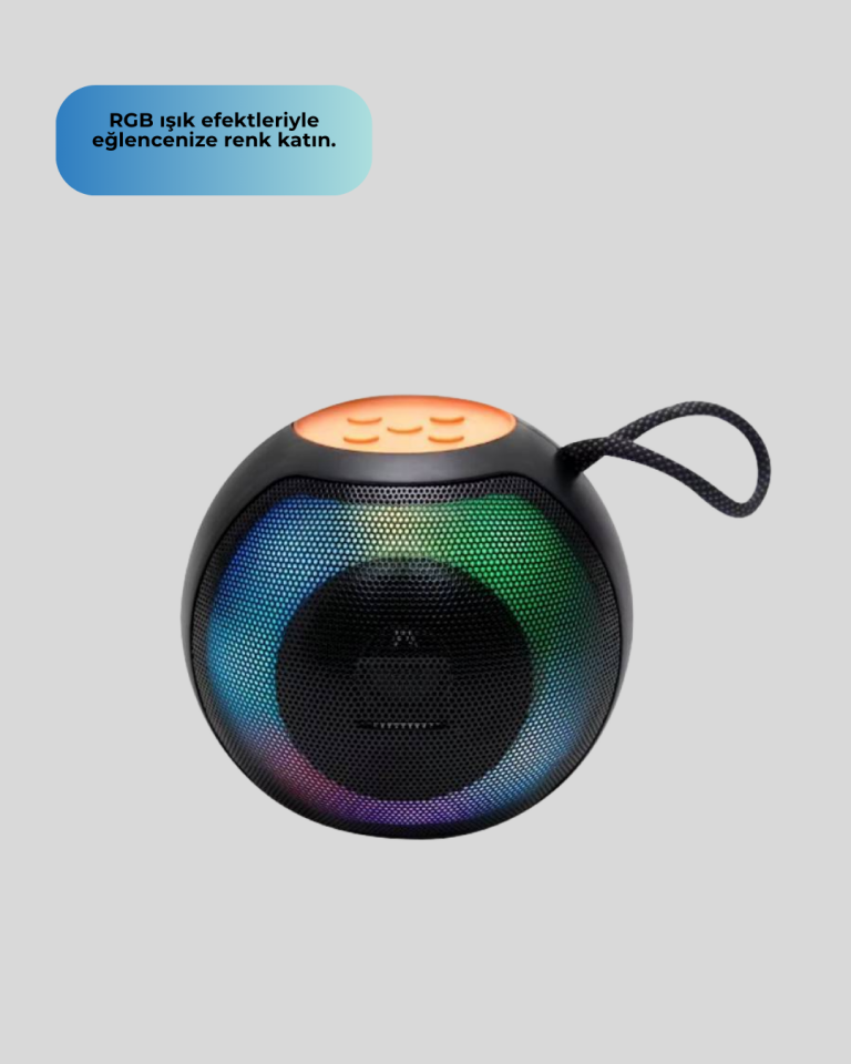 YamanHobi RGB Işıklı Bluetooth 5.0 Hoparlör 1200 mAh 8 Saat Turuncu