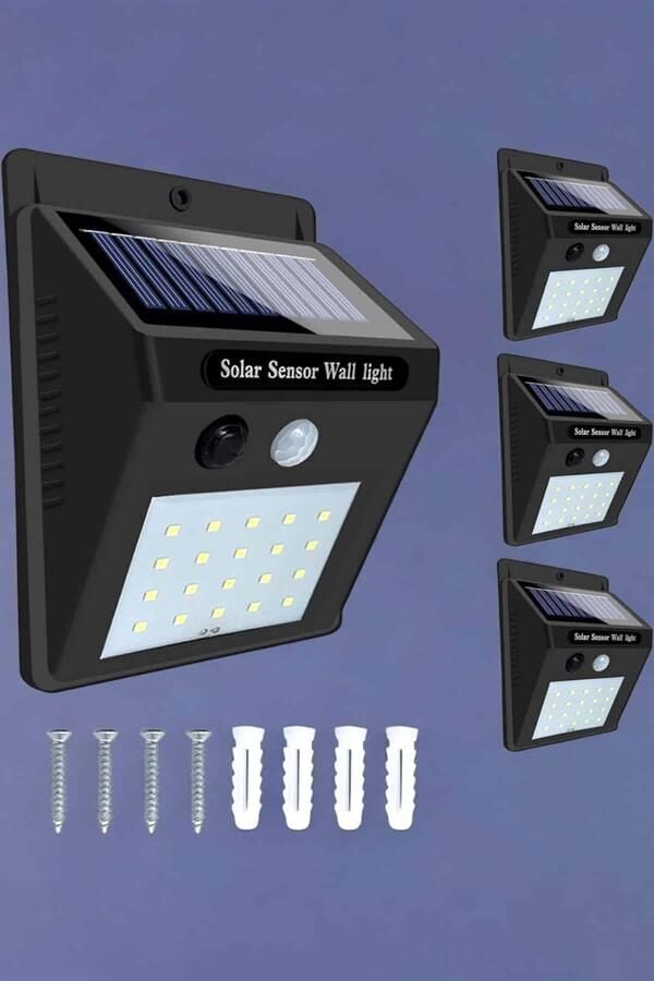 Solar Lamba Giriş, Bahçe Yol Avlu Hareket Sensörlü Led Parlak Gece Su Geçirmez - Lisinya