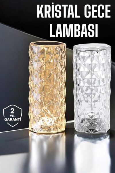 Gece Lambası Kristal Lamba Dokunmatik Şarjlı Hediyelik - Lisinya
