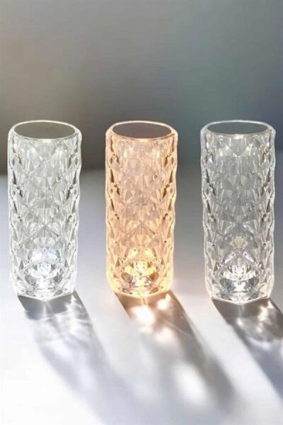 Gece Lambası Kristal Lamba Dokunmatik Şarjlı Hediyelik - Lisinya