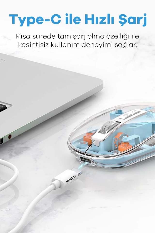 Bluetooth USB Çift Modlu Sessiz Mouse, Şeffaf Mıknatıslı Kapaklı, Type-C Şarjlı, DPI Ayarlı, Kablosuz 10m Çekim Mesafeli, Masaüstü Kısayol Tuşlu, Taşınabilir Şarjlı Mouse Beyaz ( Lisinya )