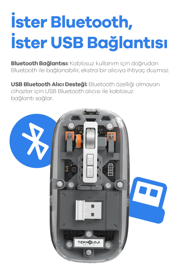 Bluetooth USB Çift Modlu Sessiz Mouse, Şeffaf Mıknatıslı Kapaklı, Type-C Şarjlı, DPI Ayarlı, Kablosuz 10m Çekim Mesafeli, Masaüstü Kısayol Tuşlu, Taşınabilir Şarjlı Mouse Beyaz ( Lisinya )