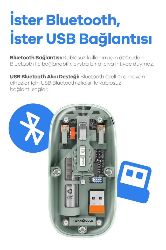 Bluetooth USB Çift Modlu Sessiz Mouse, Şeffaf Mıknatıslı Kapaklı, Type-C Şarjlı, DPI Ayarlı, Kablosuz 10m Çekim Mesafeli, Masaüstü Kısayol Tuşlu, Taşınabilir Şarjlı Mouse Siyah ( Lisinya )