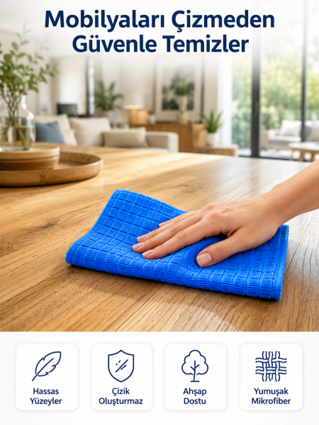 Profesyonel Mikrofiber Temizlik Bezi Çok Amaçlı Yüksek Emici Çizmeyen Temizlik Bezi 40x40 cm - Lisinya