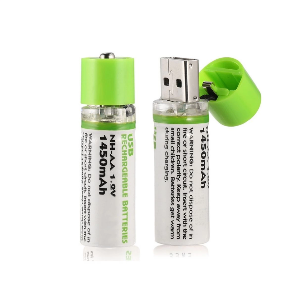 Usb ile Şarj Olabilen 2 li 1450 mah Lityum Kalın Şarjlı Kalem Pil ( Lisinya )