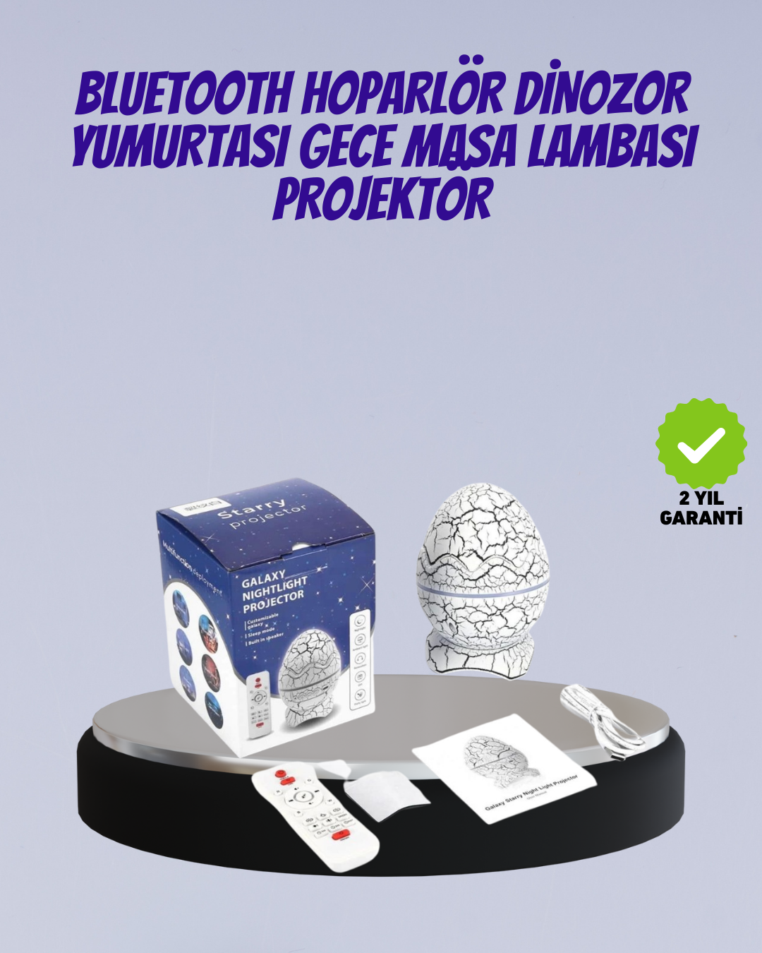 Bluetooth Bağlantılı Dinozor Yıldız Projektör Gece Lambası ve Uyku Yardımcısı - Lisinya
