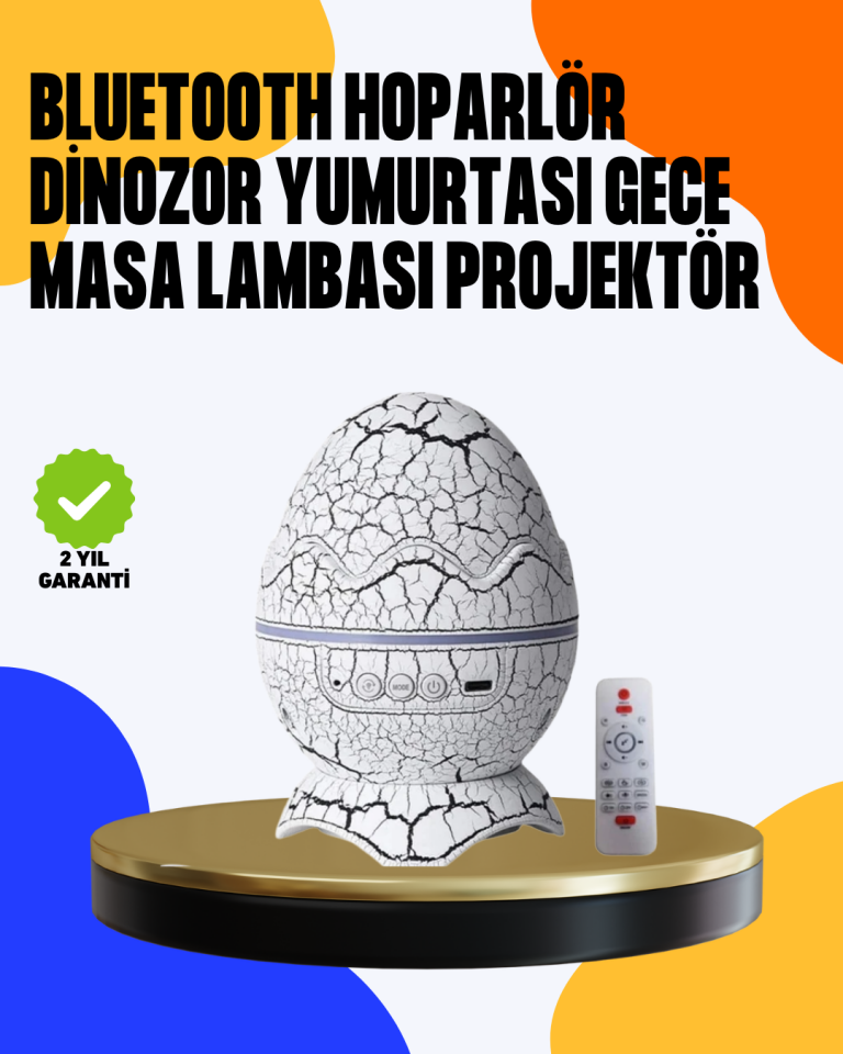 YamanHobi Dinozor Yumurtası Tasarımlı LED Işık Projektörü USB Kablolu