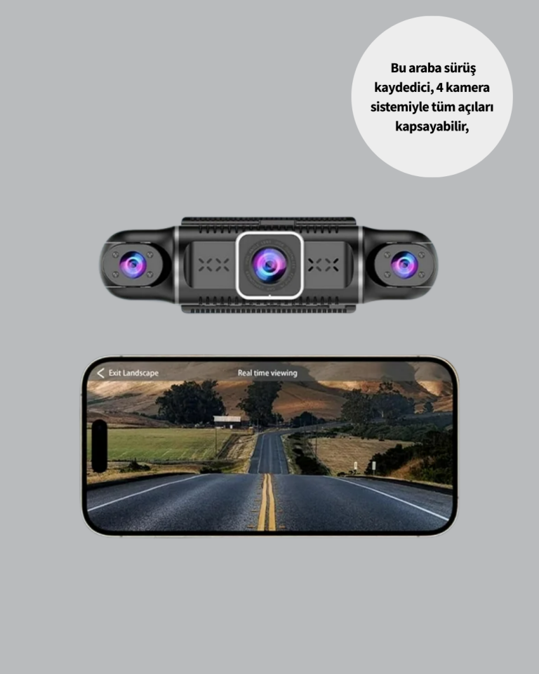 4 Kameralı Araç İçi Kamera 1080P GPS Takip WiFi Gece Görüşlü - Lisinya