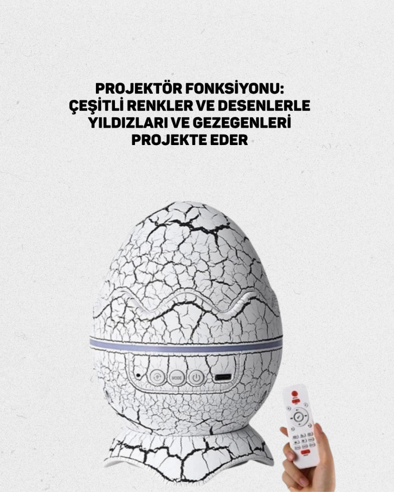 YamanHobi Dinozor Yumurtası Tasarımlı LED Işık Projektörü USB Kablolu