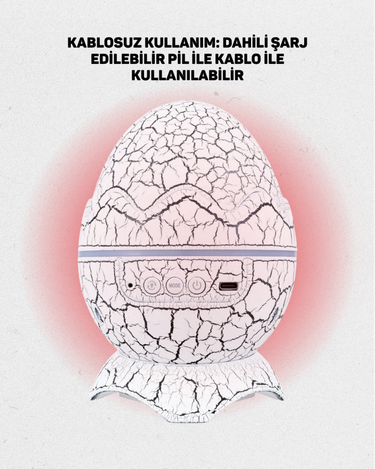 YamanHobi Dinozor Yumurtası Tasarımlı LED Işık Projektörü USB Kablolu