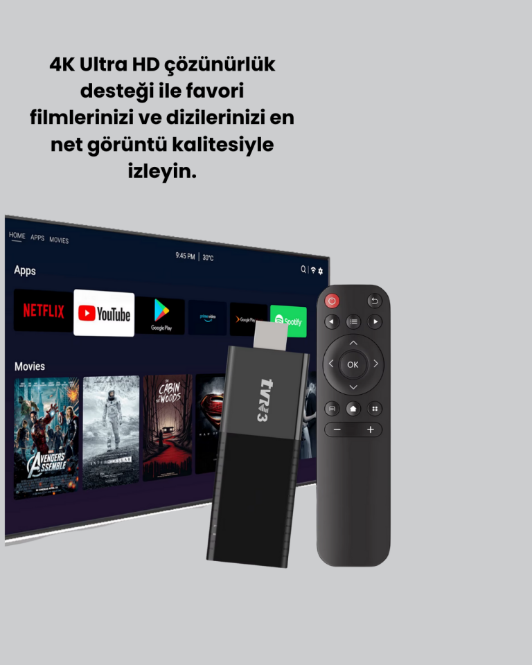 Android TV Stick 2GB RAM 16GB Depolama Kapasiteli - Lisinya