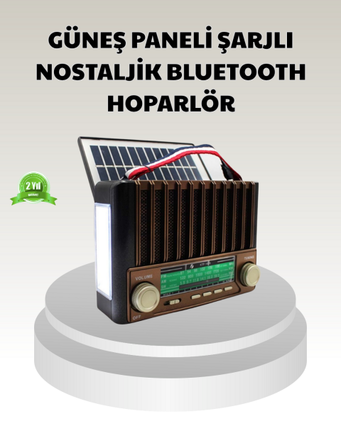 Güneş Enerjili Taşınabilir Hoparlör KTF-1428 Bluetooth Radyo USB SD Kart Destekli