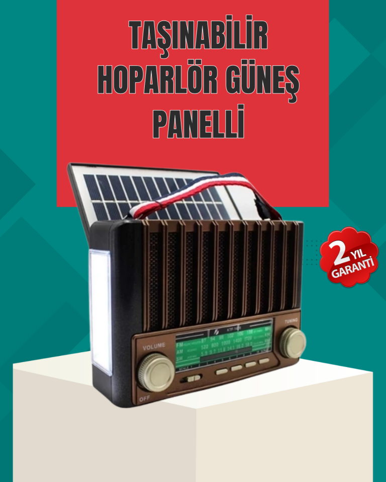 Nostaljik Tasarımlı Solar Şarjlı Radyo AM FM SW ve Bluetooth - Lisinya