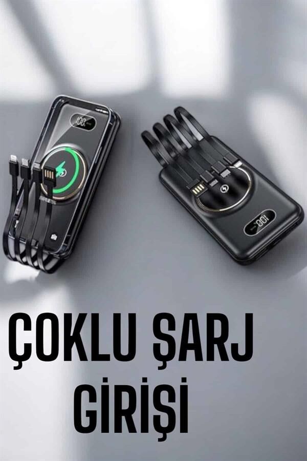 YamanHobi Kablosuz Şarjlı Powerbank Type-C Lightning Micro USB Destekli-Siyah