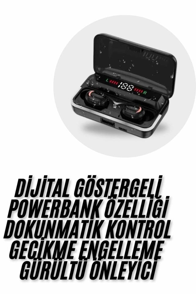 Bluetooth Kulaklık Dijital Şarj Göstergeli Powerbankli Bass Özellikli Kablosuz Kulakiçi 5.1 Mikrofonlu - Lisinya
