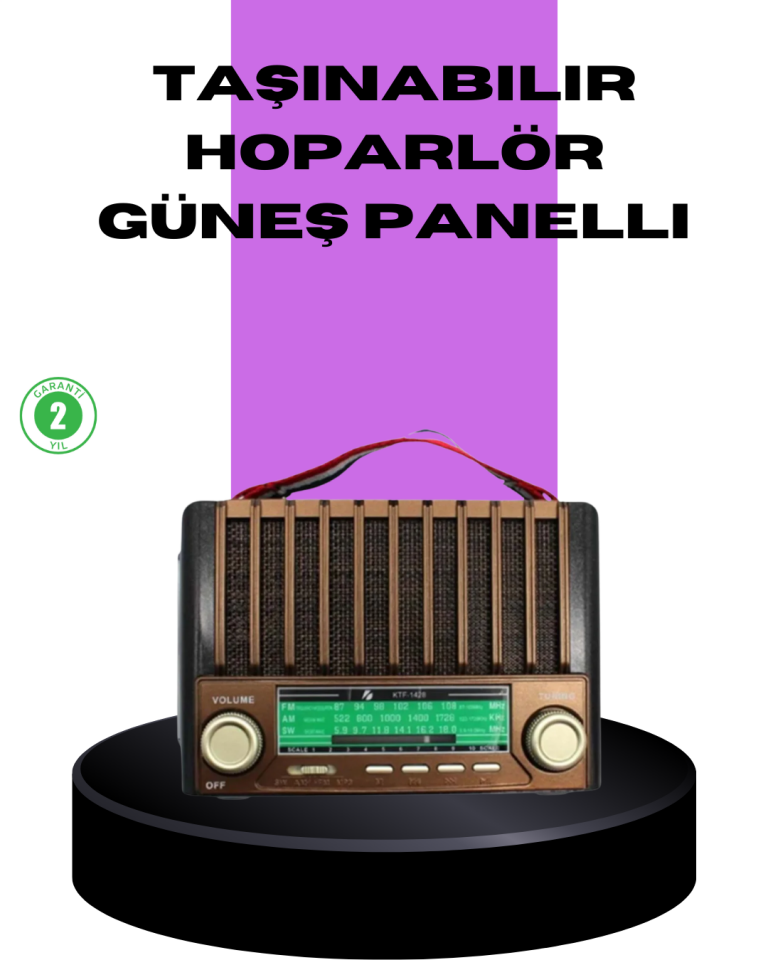 Güneş Enerjili Taşınabilir Radyo ve Bluetooth Hoparlör Çok Fonksiyonlu - Lisinya