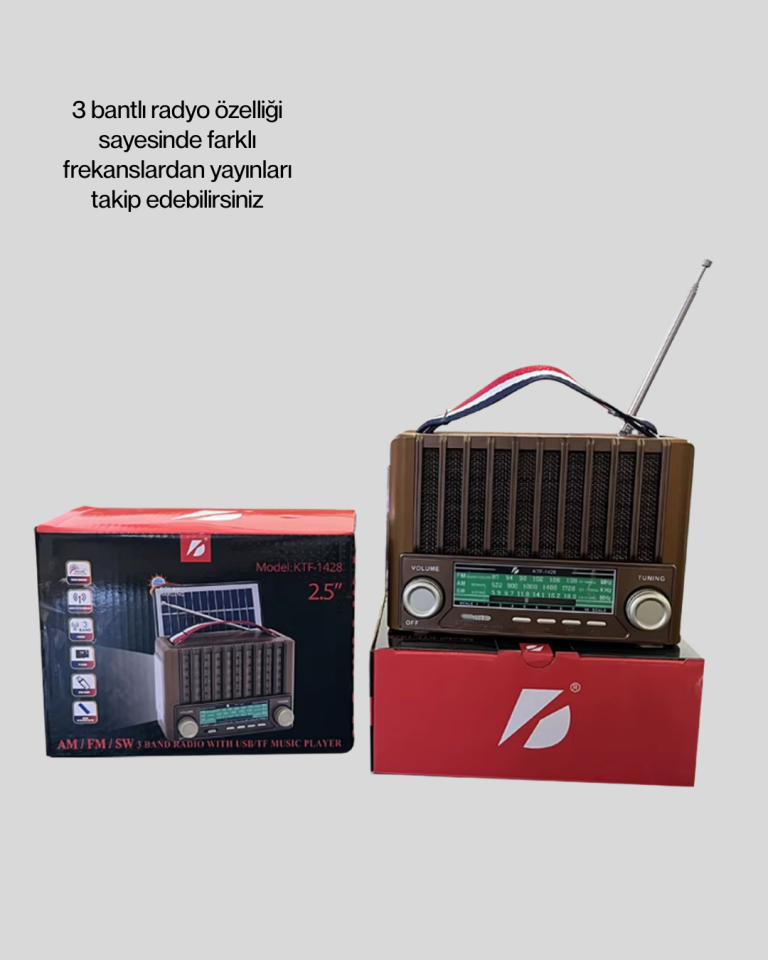Güneş Enerjili Taşınabilir Radyo ve Bluetooth Hoparlör Çok Fonksiyonlu - Lisinya