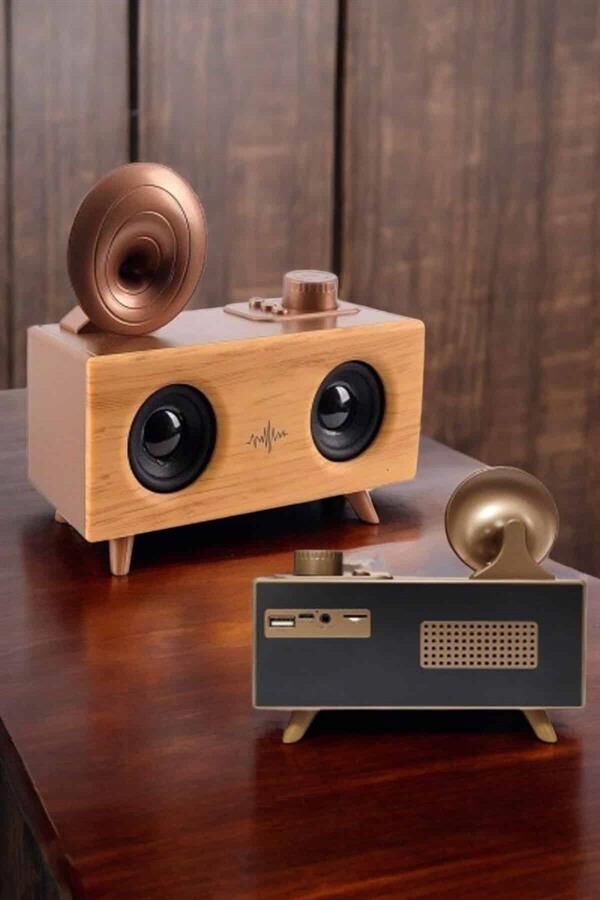 Bluetooth Hoparlör Ahşap Klasik Retro Gramofon Bluetooth Müzik Kutusu - Lisinya